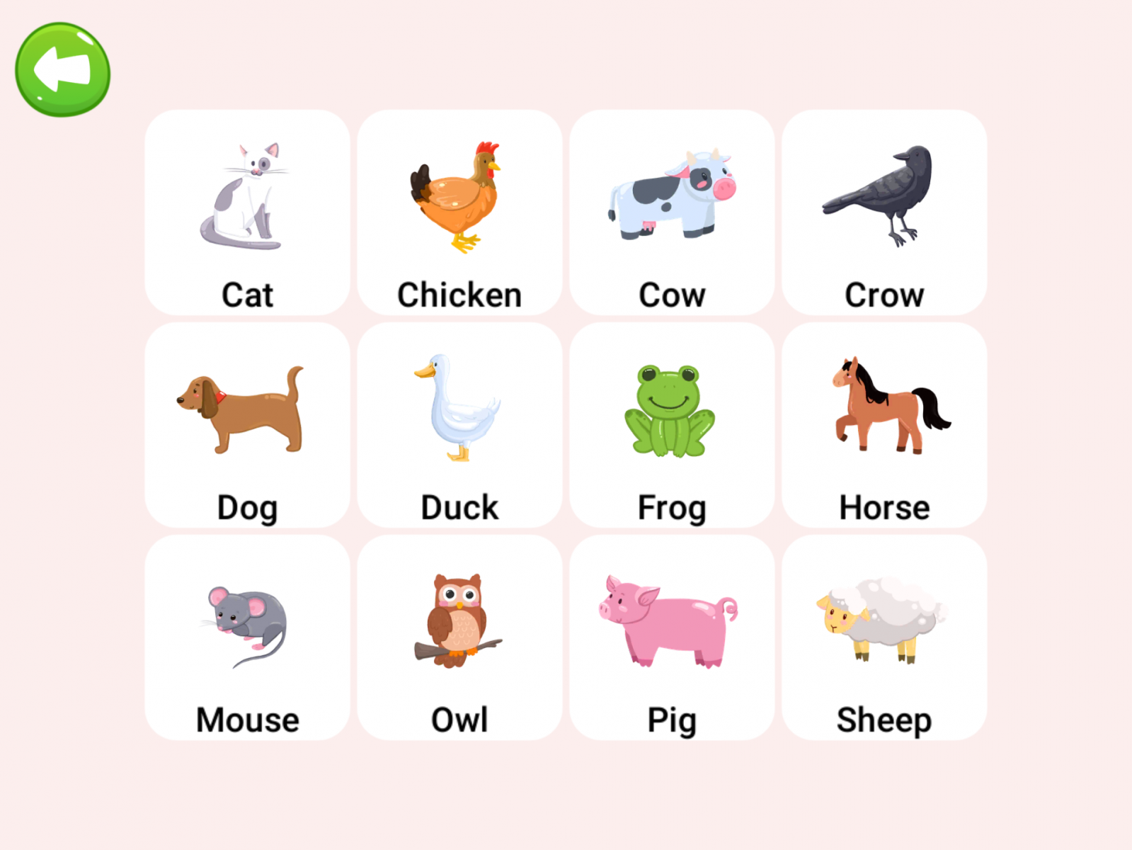 Online flashcards for babies with animal sounds and games | Amax Kids