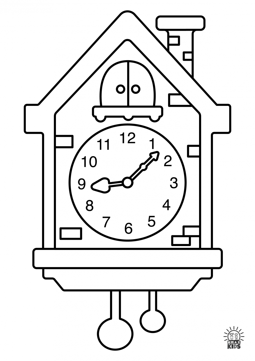 Printable paper cuckoo clock for kids Amax Kids