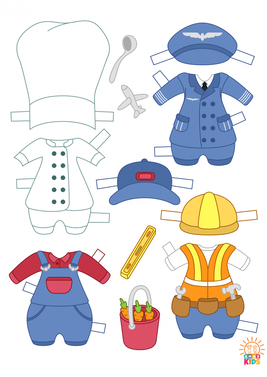 Printable Dress Up Game Professions Amax Kids