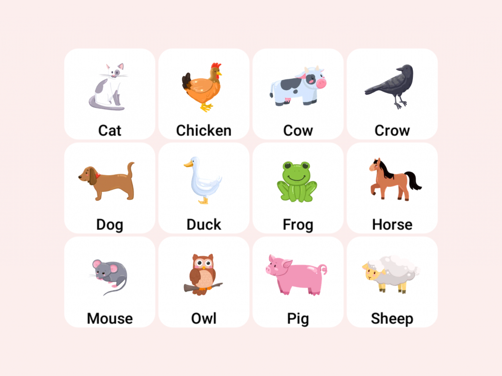 Online flashcards for babies with animal sounds and games | Amax Kids