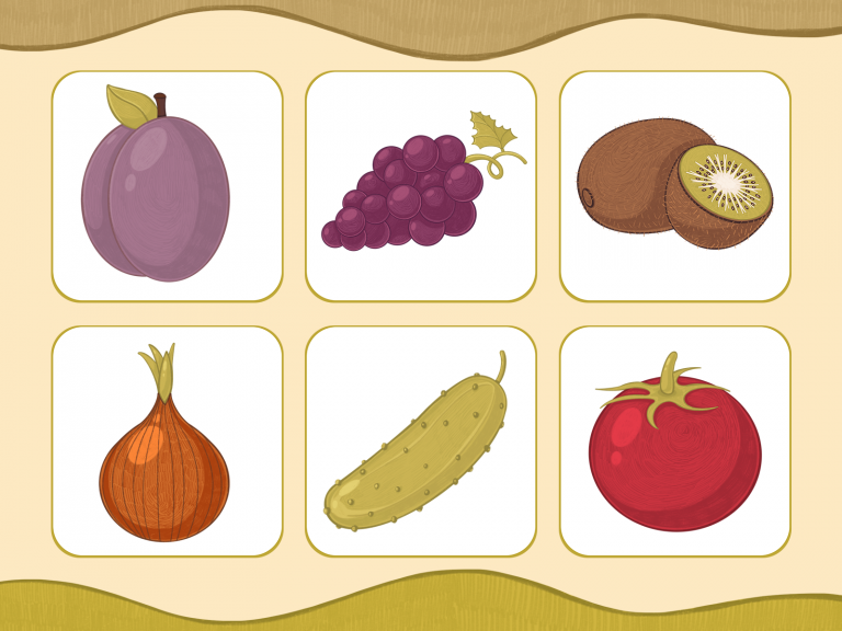 Flashcards for babies with fruits and vegetables Amax Kids